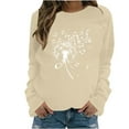 thumbnail image 2 of Spring Tops for Women Graphic Womens Sweatshirts Plus Size Womens Casual Long Sleeved Round Neck Hooded Graphic Shoulder Sweatshirt Beige S, 2 of 4
