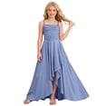 thumbnail image 2 of LYHaoo Girls Party Dress With Ruffled Tiered Hem And Strapless Crinkle Waist Design For，Girls Casual Dresses Sizes 6-7 Years Blue, 2 of 7