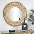 thumbnail image 2 of DecMode 38" x 38" Brown Woven Wall Mirror with Fringe Ends, 2 of 11