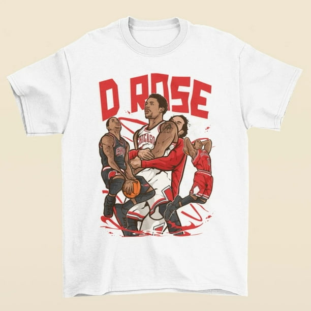 Camiseta de baloncesto de Chicago con estilo de dibujos animados de Derrick Rose D Rose
