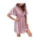 thumbnail image 4 of Sunloudy Vestido casual de manga corta para mujer, a la moda, estampado de puntos, cuello en V, cintura alta, vestido de gasa Sunloudy S M L XL, 4 of 8