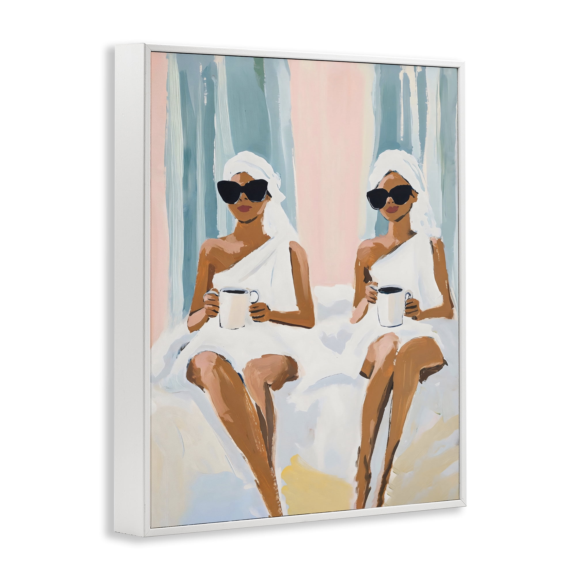Stupell Industries Girls Spa Day with Coffee White Framed Giclee Art, design by The Prints Vibe