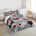 thumbnail image 3 of Homewish Plaid Heart Print Bedding Comforter Set,Happy Velantine'S Day Twin Comforter Sets,Modern Geometric Checkered Bedding Set For Girls Kids,Microfiber Bedroom Decor,2 Pieces, 3 of 8