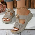 thumbnail image 2 of SEAOPEN Rhinestone Slides for Womens Dressy Slides Sandals Summer Open Toe Sandals Flats Ankle Strap Comfortable Slip On Slide Sandals Fashion Shoes Size 7 Gray, 2 of 7