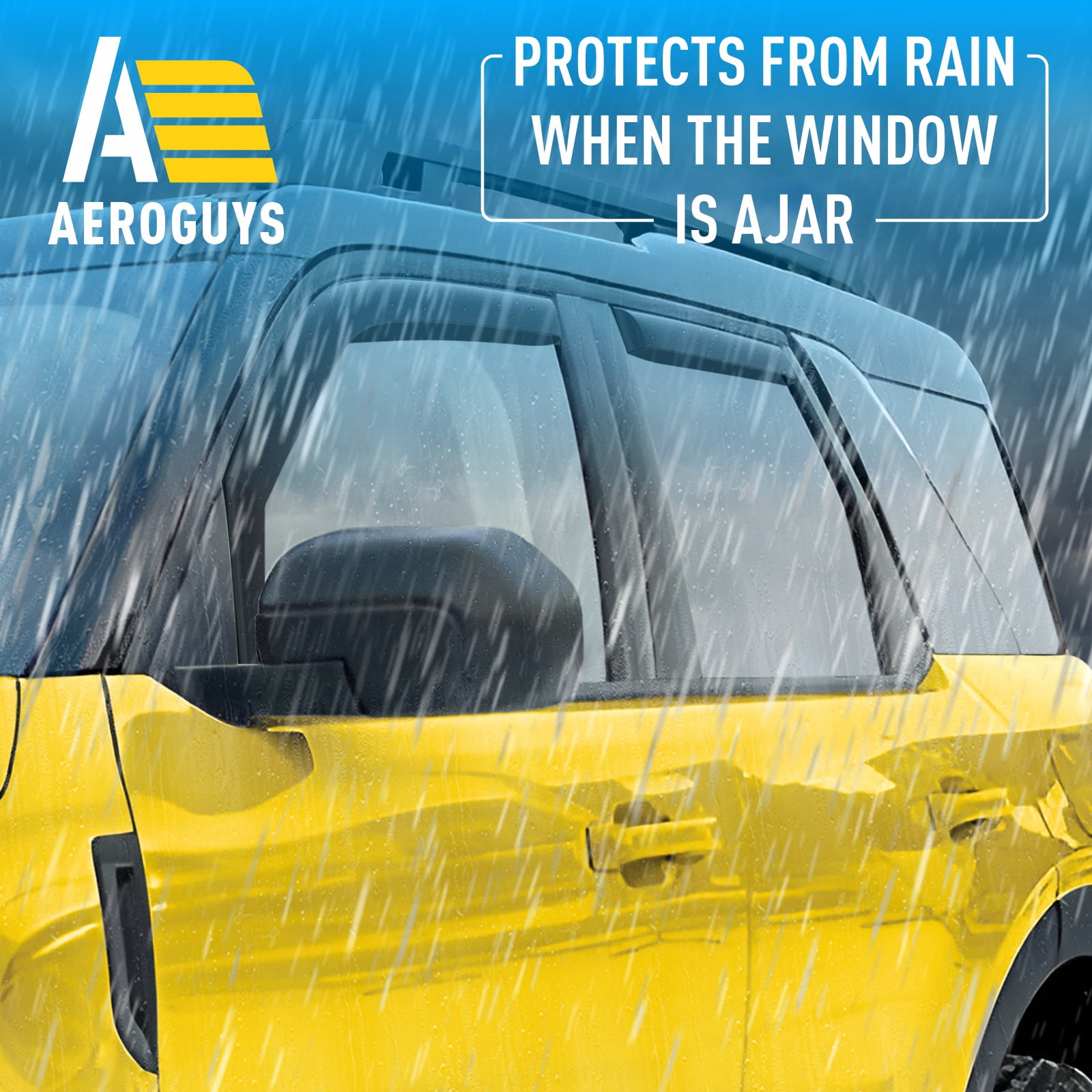 AEROGUYS In-Channel Window Deflectors Extra Durable Window Visors Rain Guards Fit for Ford Bronco Sport 2021-2026, Sun Visors, Wind Vent Visors, Car Accessories - 4 pcs. AG0719