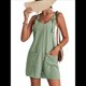 thumbnail image 1 of Cortos de Verano A para Mujer, Casuales Sin Mangas con Bolsillos Verde Gris S, 1 of 9