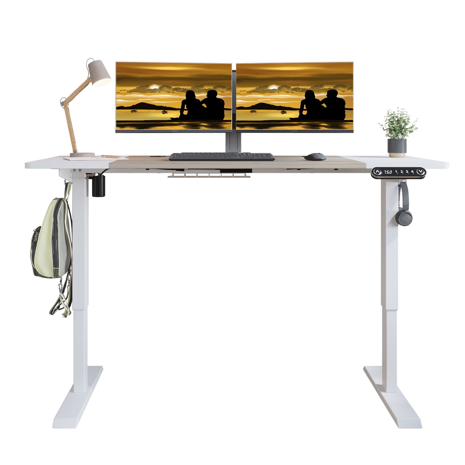 Electric Height Adjustable Standing Desk, 63x 30 Inches Stand Up Desk