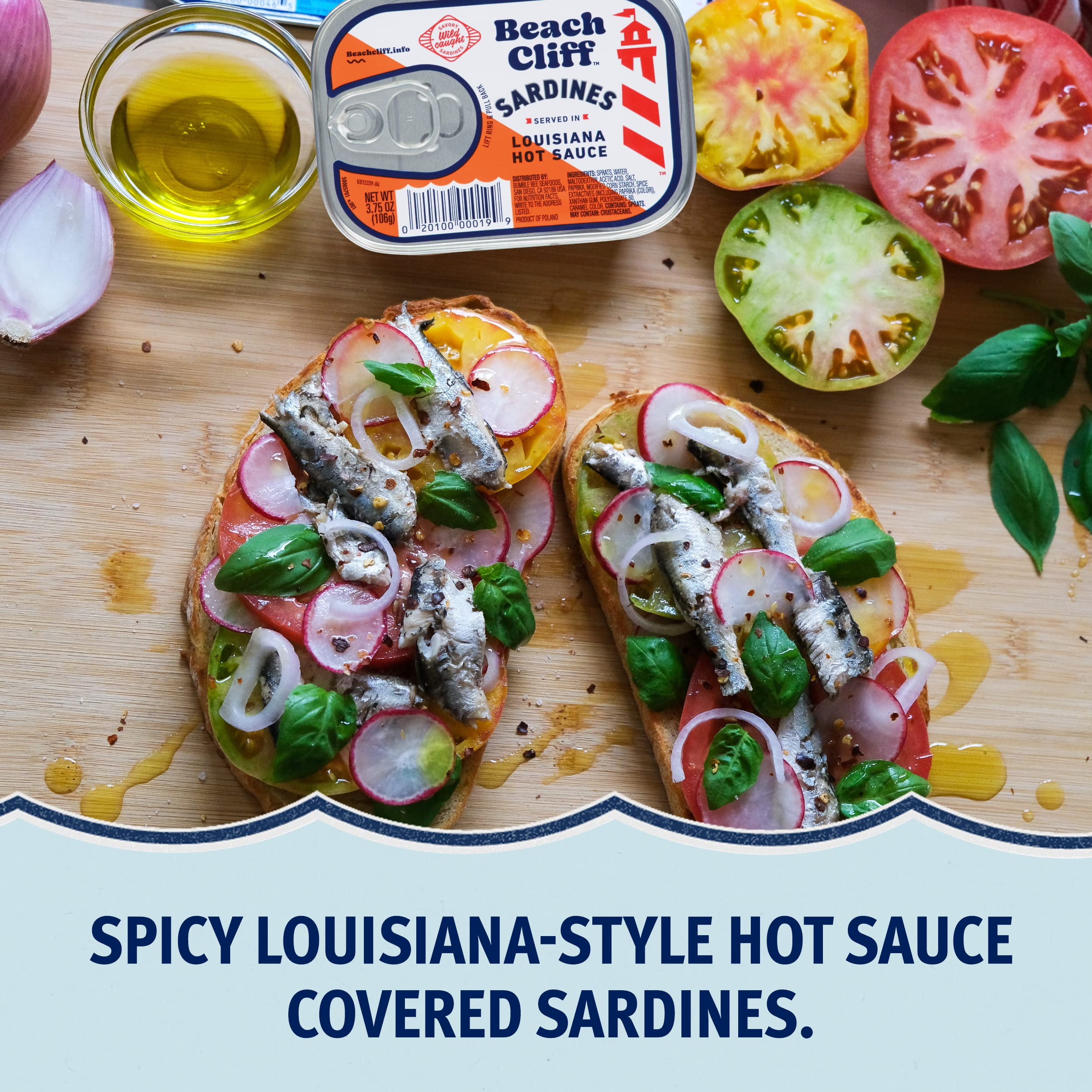 Beach Cliff Wild Caught HHA1&nbsp;Sardines in Louisiana Hot Sauce, 3.75 oz Can (Pack of 12) - 11gProtein per Serving - Gluten Free, Keto Friendly - Great for Pasta & Seafood Recipes