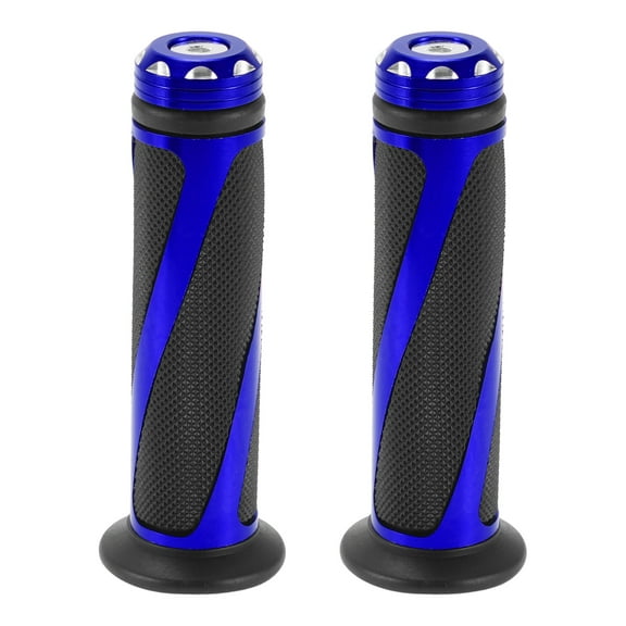Unique Bargains 7/8" 22mm 15/16" 24mm Universal Motorcycle Hand Grips Cover Rubber Aluminum Alloy Handlebar Cover for Motorcycle Scooter Bicycle ATV Black Blue 1 Pair