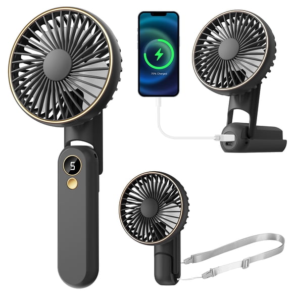 Ventilador de mano Dhenrio Portable 180°, plegable por USB, recargable