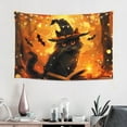 thumbnail image 3 of Halloween Tapestry halloween Decor, Halloween Witch Hat Black Cat Bat Halloween Decorations Wall Tapestry Aesthetic, Tapestry Wall Hanging for Bedroom, Livingroom, Dorm Decor - 60x40in, 3 of 6