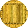 thumbnail image 1 of Ahgly Company Machine Washable Indoor Round Abstract Yellow Modern Area Rugs, 8' Round, 1 of 4