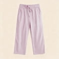 thumbnail image 6 of KyCheLot Girls Summer Pants Cotton Linen Capris Comfy Lounge Drawstring Waist Crop Pants with Pockets 4-14Years, 6 of 7
