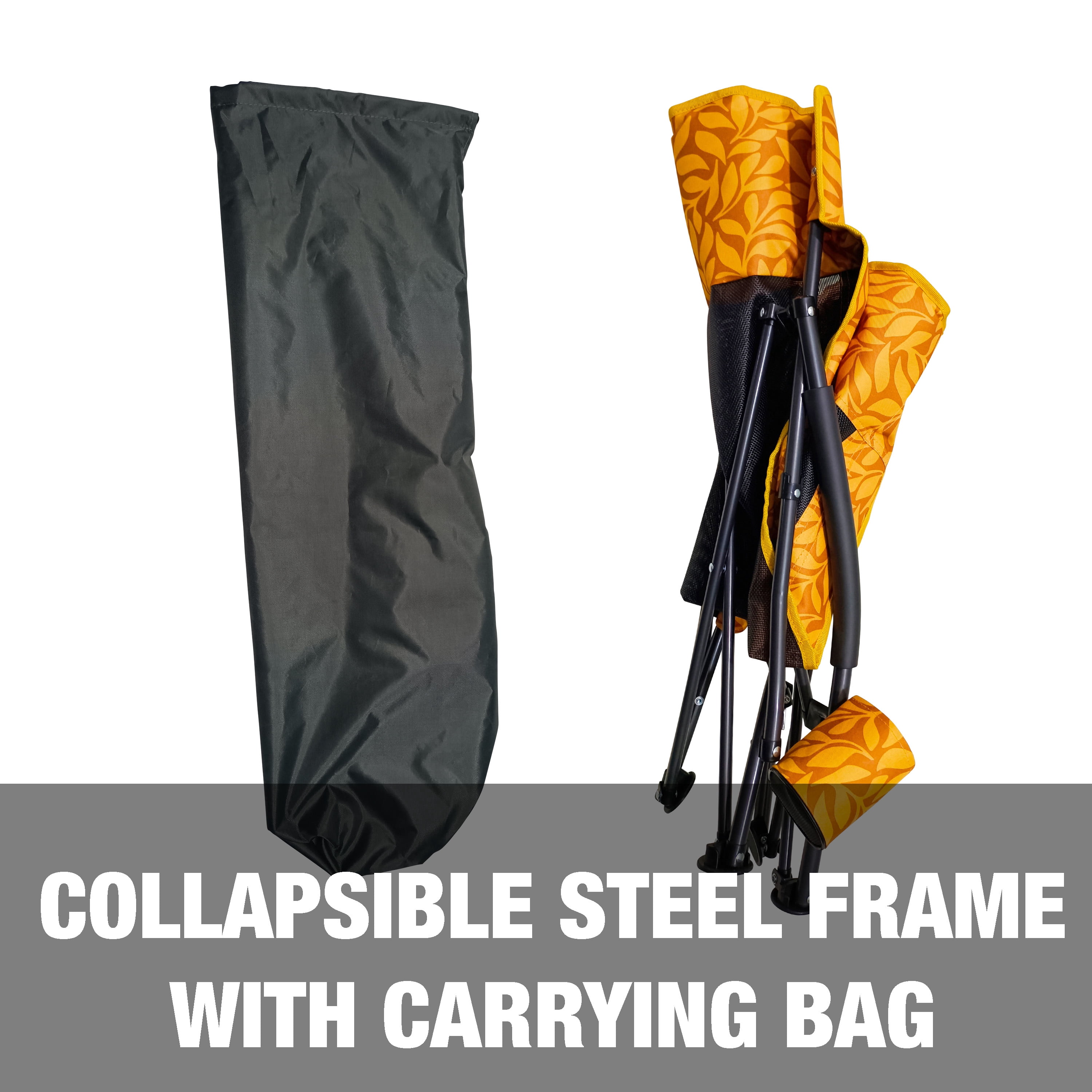 Bliss Hammocks Collapsible Beach Chair W/ Cup Holder & Storage Bag, 275 lb. Capacity (Amber Leaf)