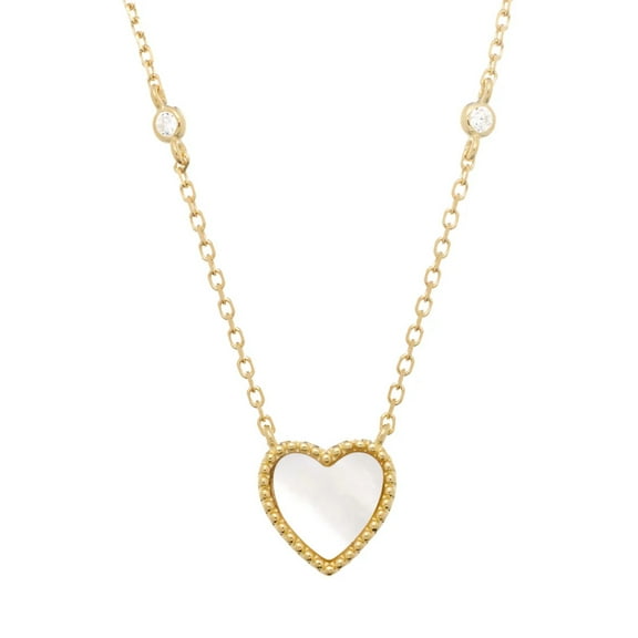 Discover the Exceptional World of TheJewelryHut Vintage inspired Style Mother of pearl and Crystalline Yellow Silver Heart Necklace