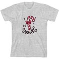 thumbnail image 3 of Be Sweet Candy Cane Youth Heather Gray Crew Neck Short Sleeve Tee-Medium, 3 of 4