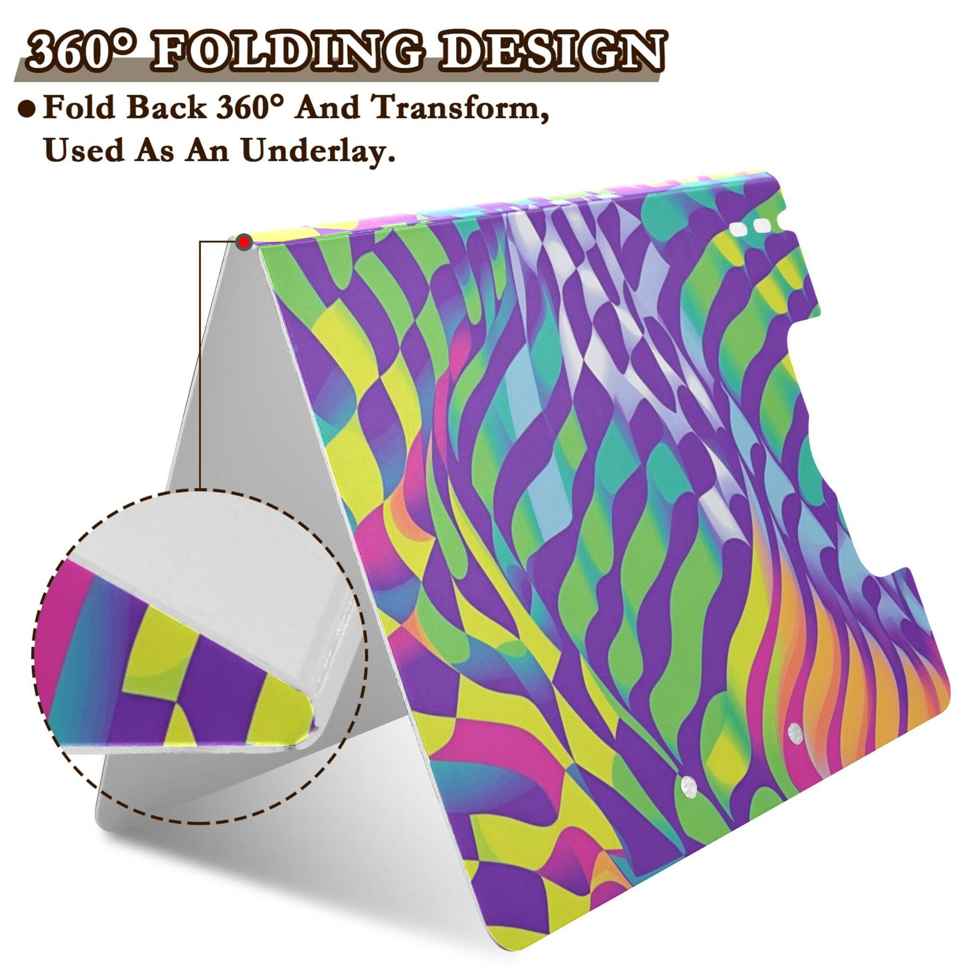 FORMRS A4 Clipboard Folder with Pen Holder Horizontal Foldable School Office Binder, Green Wavy Pattern