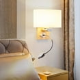 thumbnail image 5 of Wooden wall lamp with switch, flexible 3W LED wall lamp Warm white reading lamp, night light, bedside lamp, white glass shade, wall spot for hotel, office, bedroom, 5 of 5
