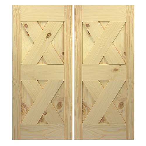 Pine Double X Swinging Barn Doors Interior Barn Doors