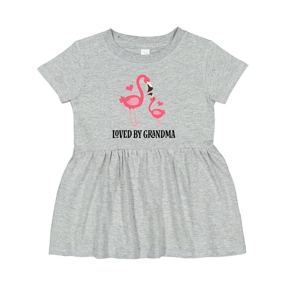 Inktastic Grandma Loves Me Flamingo Grandchild Girls Baby Dress