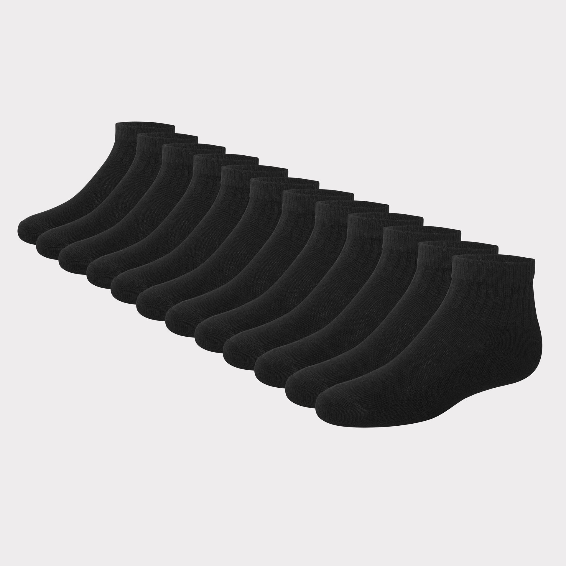 Hanes Boys Ankle Socks, 12 Pairs, Double Tough, Cushioned, Moisture-Wicking