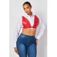 thumbnail image 3 of Long Sleeve Crop Top Shirt with Bra (S, Red), 3 of 8