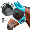 thumbnail image 3 of Máscaras contra moscas para caballos protector facial transpirable para caballos capucha antimosquitos para caballos (azul L), 3 of 5