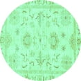 thumbnail image 1 of Ahgly Company Machine Washable Indoor Round Oriental Turquoise Blue Traditional Area Rugs, 3' Round, 1 of 4
