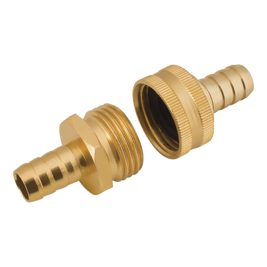 2 Pack 1/2" Male and Female Brass Coloured Aluminum Hose Repair