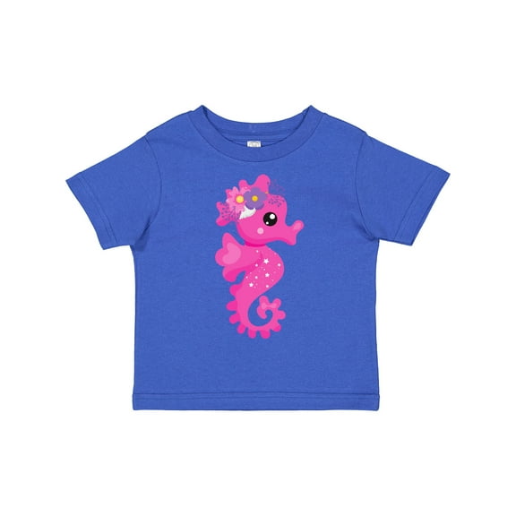 Inktastic Cute Seahorse, Pink Seahorse, Flowers, Seashell Boys or Girls Toddler T-Shirt