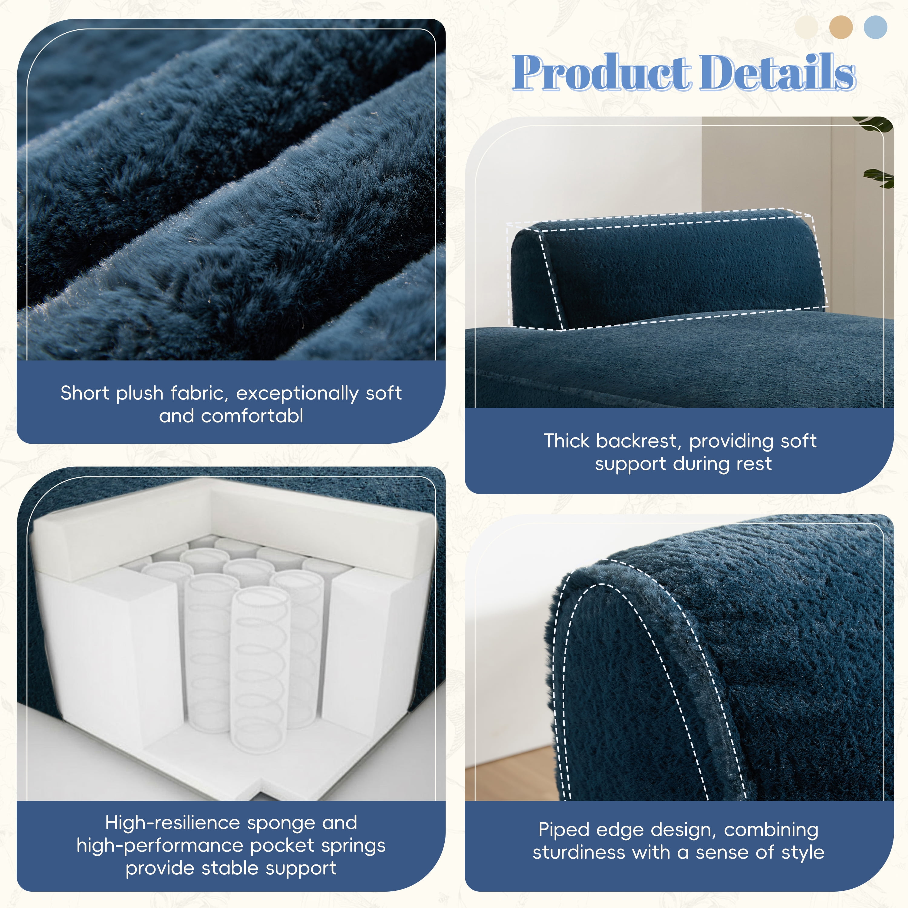 Euroco Fully Compressed Sofa, No Assembly Required, Comfortable Spring & Sponge Seating, Modern Minimalist Design, Perfect for Homes with Kids and Pets