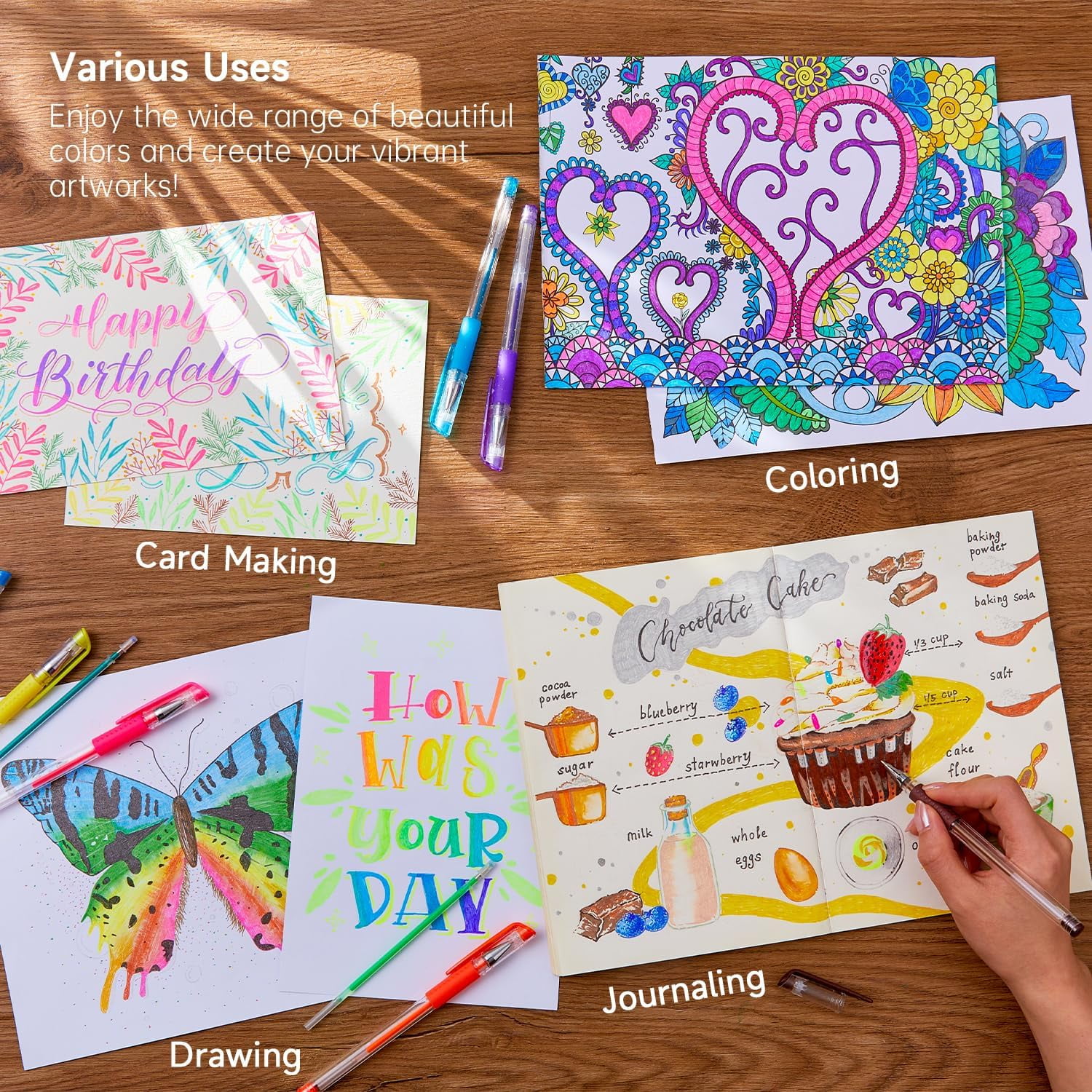 Shuttle Art Gel Pens, 60 Pack Gel Pen Set 30 Colored Gel Pen with 30 Refills for Adults Coloring Books Drawing Doodling Crafts Scrapbooking Journaling