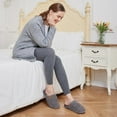 thumbnail image 2 of Women's Fuzzy Slip-on Slippers Warm Cozy Soft Lightweight Memory Foam Indoor House Shoes, 2 of 12