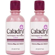 Caladryl Pink Skin Protectant Lotion Calamine + Itch Reliever 6 Fl Oz - 2 Pack