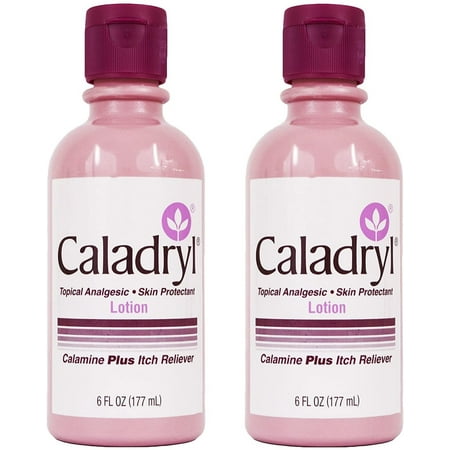 Caladryl Pink Skin Protectant Lotion Calamine + Itch Reliever 6 Fl Oz - 2 Pack