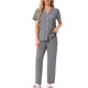 thumbnail image 2 of Conjunto de pijama para mujer INSPIRE CHIC, botón, suave, de manga corta, ropa de dormir, pantalones largos, conjunto de 2 piezas, XS, gris oscuro, 2 of 6