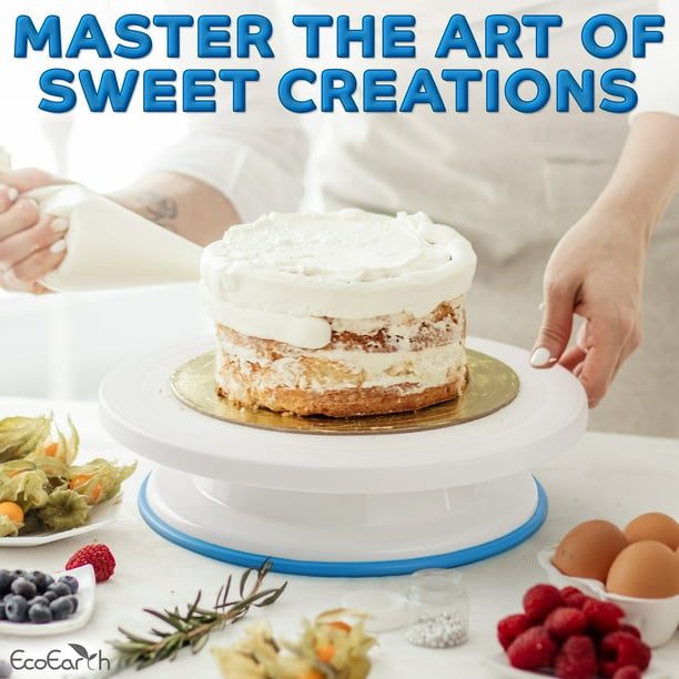 Cake Decorating Kit (65 Pcs), Baking Supplies Set W/ Rotating Turntable & 24 Unique Design Icing Tips, Piping Bags & More by EcoEarth