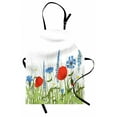 thumbnail image 1 of Spring Apron, Bloomed Poppy and Chamomile Among Wild Herbs and Grasses, Unisex Kitchen Bib with Adjustable Neck for Cooking Gardening, Adult Size, Apple Green Azure Blue, by Ambesonne, 1 of 4