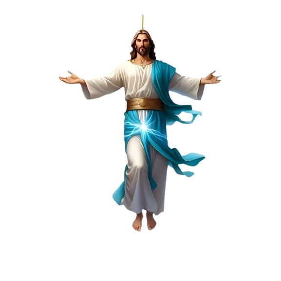LanSuare Jesus Christmas Ornaments, 3.1" 2D Acrylic Jesus Christmas Hanging Ornaments, Personalized Christmas Ornament ,for Courtyard, Lawn, Patio, Window, Xmas Tree Decor