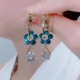 thumbnail image 3 of Pendientes de aro de cristal con flores a la moda, pendientes colgantes para mujer, joyería de boda, regalo 2022 JM, 3 of 5
