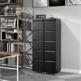 thumbnail image 6 of IKIMI 5-Drawer Vertical File Cabinets with Lock, Portable Rolling Metal Filing Cabinet for Legal/Letter/A4 Files, Black, 6 of 6