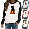 thumbnail image 1 of Sentmoon T-Shirts d'Halloween Surdimensionnés à Manches Longues Col Rond Chandails en Molleton Femmes Amples avec Imprimé Hauts Légers et Chauds Automne et Hiver pour Tissu Confortable et Respirant Vert TTTG, 1 of 8