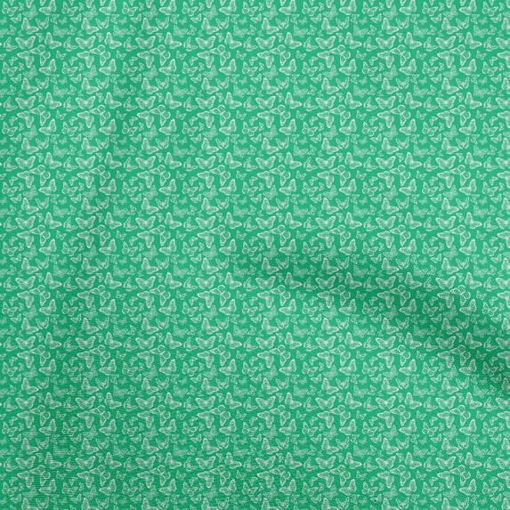 oneOone Cotton Jersey Sea Green Fabric Butterflies Diy Clothing Quilting Fabric Print Fabric By Yard 58 Inch Wide
