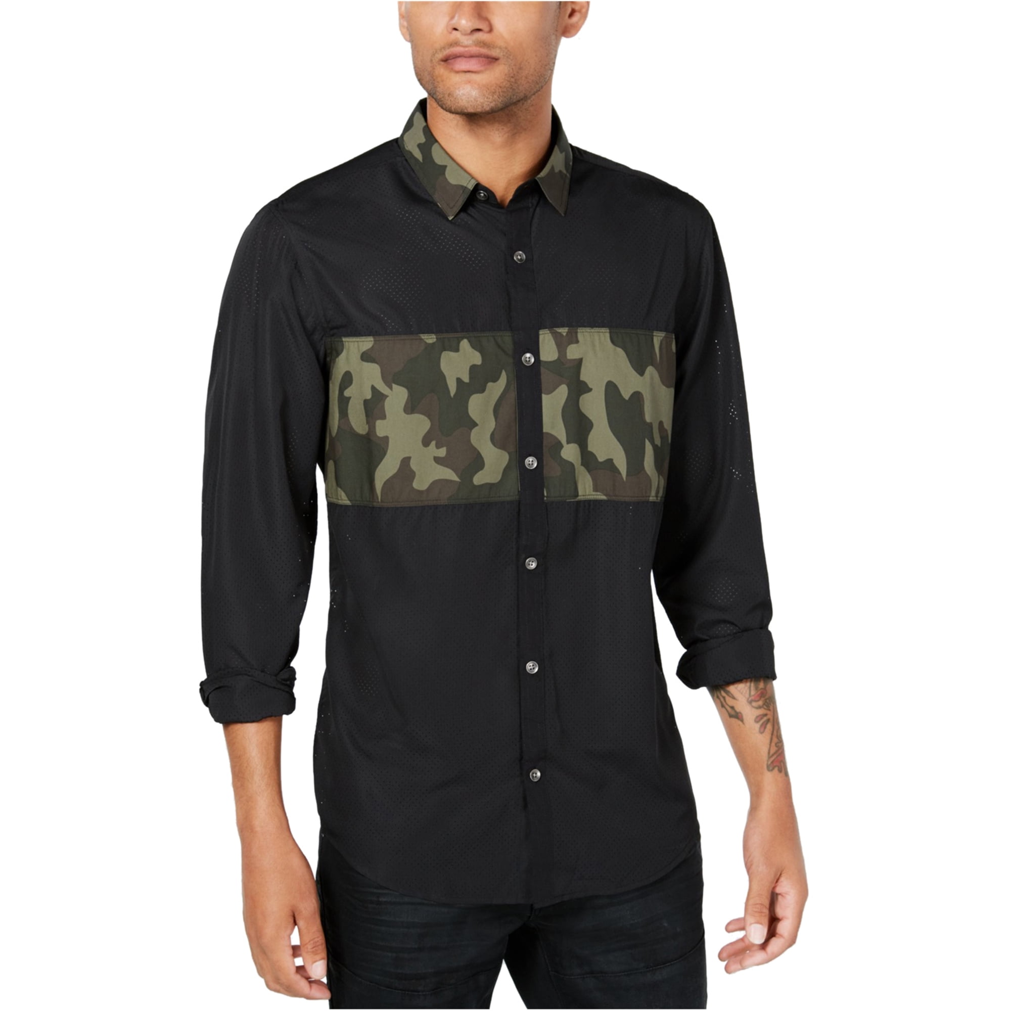 I-N-C Mens Camouflage Button Up Shirt ...