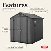 Keter Darwin 6 by 8 Foot Outdoor Garden Tool Storage Shed, Graphite Gray