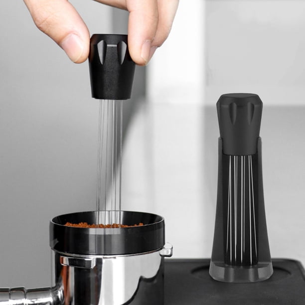 Agitador de café, agarre cómodo, duradero, con Base, nivelador de café, herramienta de manipulación de café, reutilizable para cocina, café, hogar, Negro Macarena Agitador de café