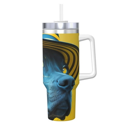 

Logiee Stylish Yellow Dog Print 40OZ Ice Bully Cup with Handle and Straw Double Wall Stainless Steel Tumbler Travel Coffee Cup with Lid Summer Insulation and Cooling Cup