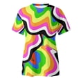 thumbnail image 4 of Shirts for Women Rainbow Print Round Neck Loose Fit Short Sleeve T-Shirt Tops, 4 of 4