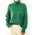 thumbnail image 4 of Suéter casual de mujer de moda europea y americana, jersey de punto suelto de manga larga torcida con cuello de tortuga, ropa de mujer de otoño e invierno, 4 of 5