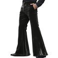 thumbnail image 2 of Joernso Men's Bell Bottom Velvet Pants Retro Style 70s Disco Outfit Casual Loose-Fit Party Street Flared Trousers for Daily Street Office Parties, 2 of 8